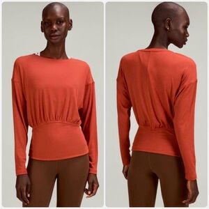 Lululemon Women's Rust Modal Long Sleeve Ribbed Top 6 Yoga Soft Gym